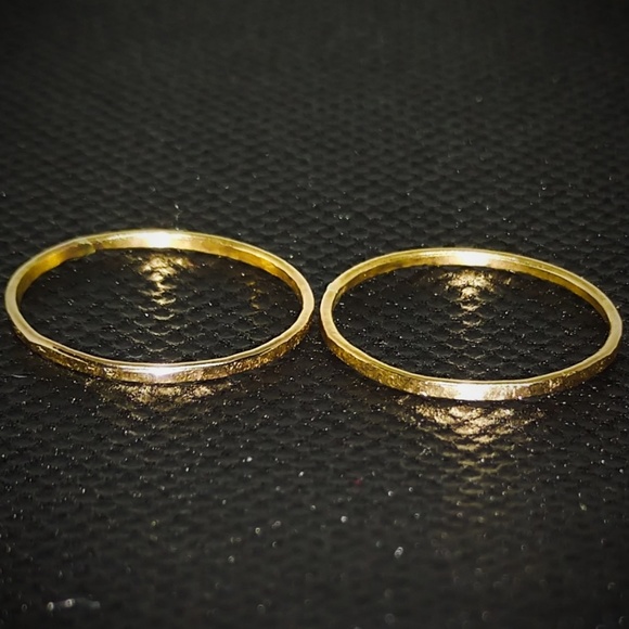 Thin Gold Filled Stacking Rings, Lightly Hammered - Picture 1 of 2